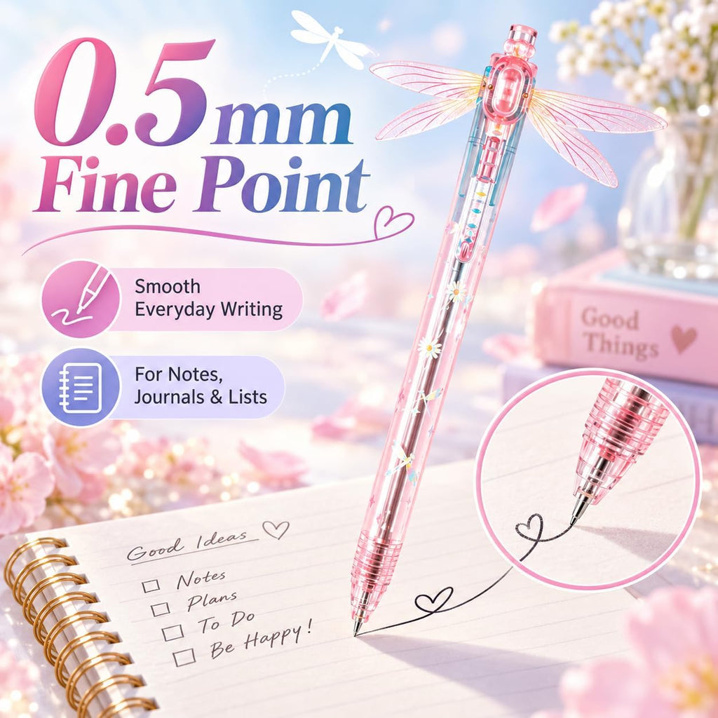 Dragonfly Pen, Dragonfly Writing Pen with 0.5mm Tip, 5.7-Inch Plastic Body