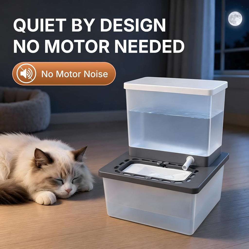 Pet Drinking Fountain, No Pump, Clean/Dirty Separation