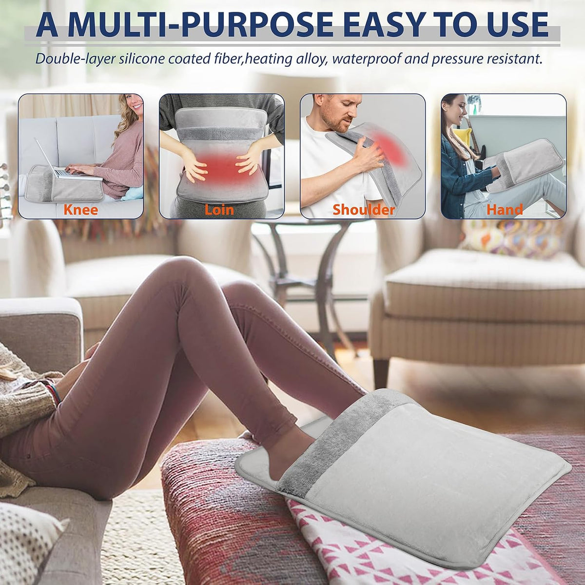 Electric Foot Warmer, Double-Sided Foot Heating Pad with LCD Displa