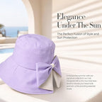 Women's Bowknot Wide Brim Sun Protective Hat, Packable Bow Knot Wide Brim Hat Lightweight Chic Ribbon Summer