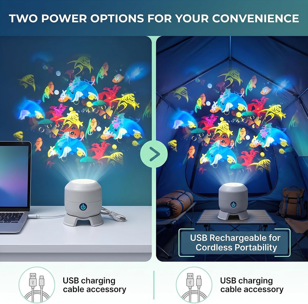Night Light Projector, Dynamic Rotating Ocean Wave LED Lamp, Galaxy Projector for Bedroom with 360° Moving Projection (World Cup)