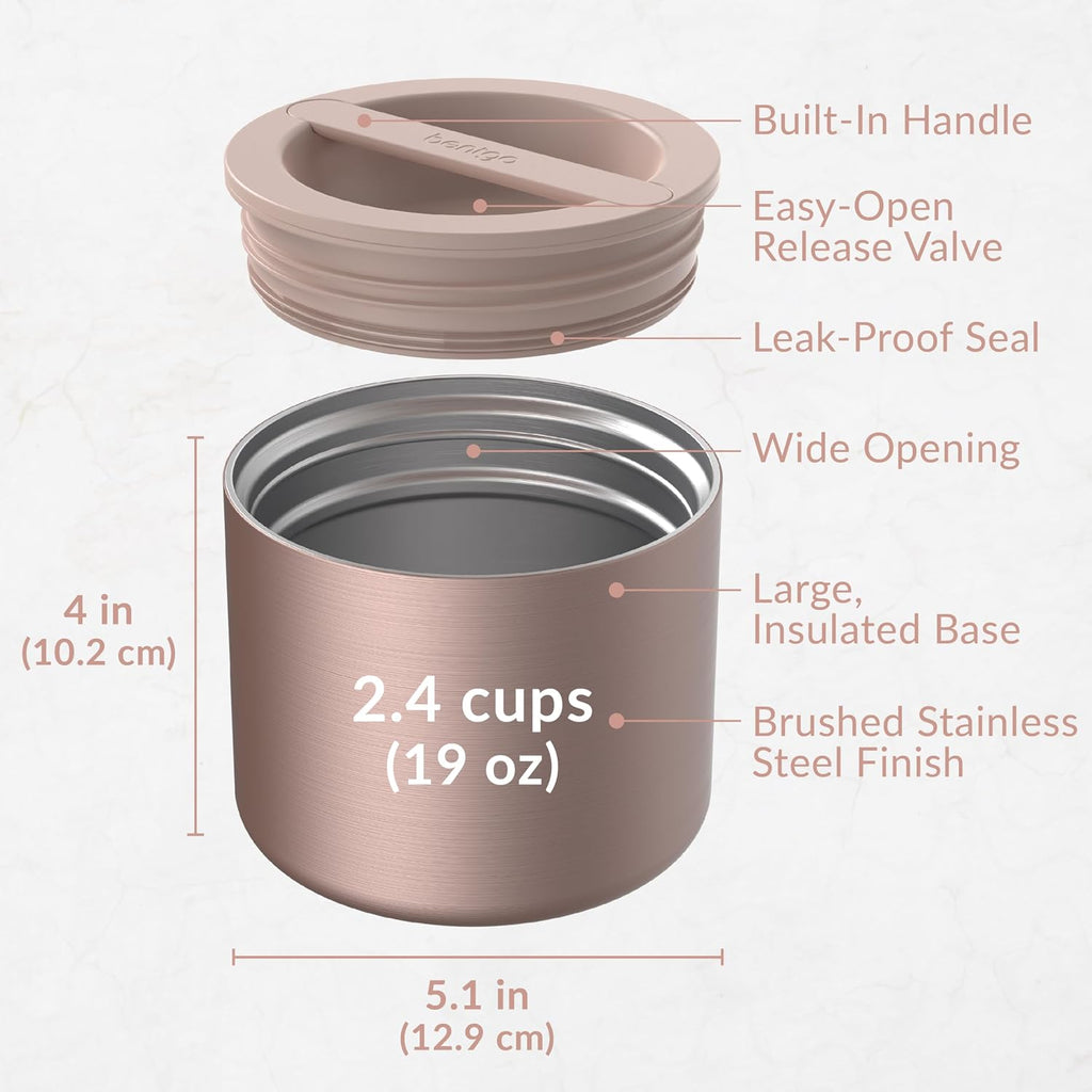 Stainless Steel Food Canister (Rose Gold) and Deluxe Lunch Bag Set (Blush)