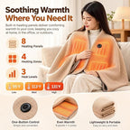 Heated Shawl, Wearable Heated Blanket with 8 Panels, 3 Heat Levels, USB 8 carbon-fiber heating panels in 4 center zones with 3 heat levels; requires a 5V/2A USB power source.