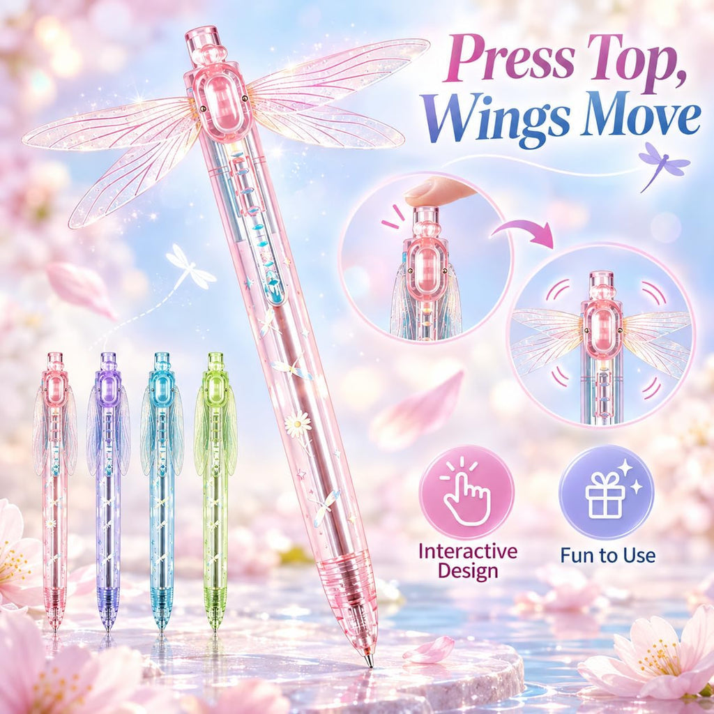 Dragonfly Pen, Dragonfly Writing Pen with 0.5mm Tip, 5.7-Inch Plastic Body