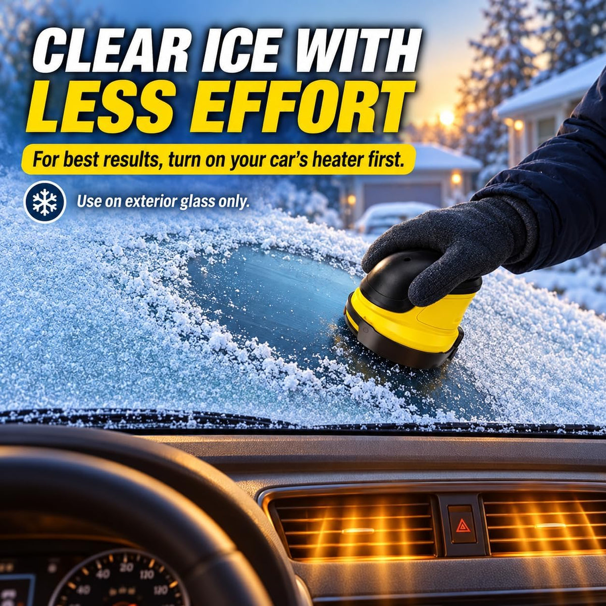 Electric Ice Scraper for Car Windshield, Rechargeable Frost Remover, Gloves