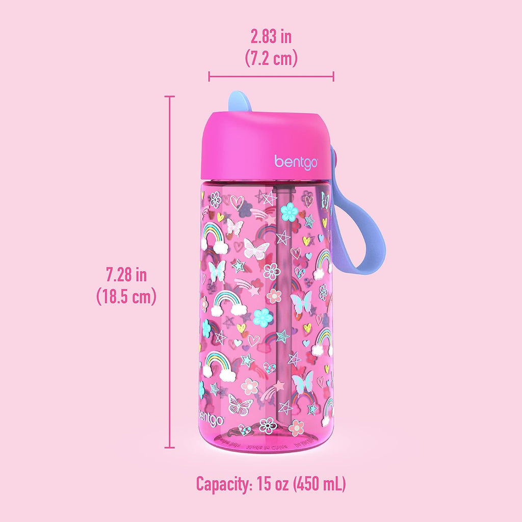 Kids Water Bottle, Replacement Straws Set, 15 oz, Leak-Proof