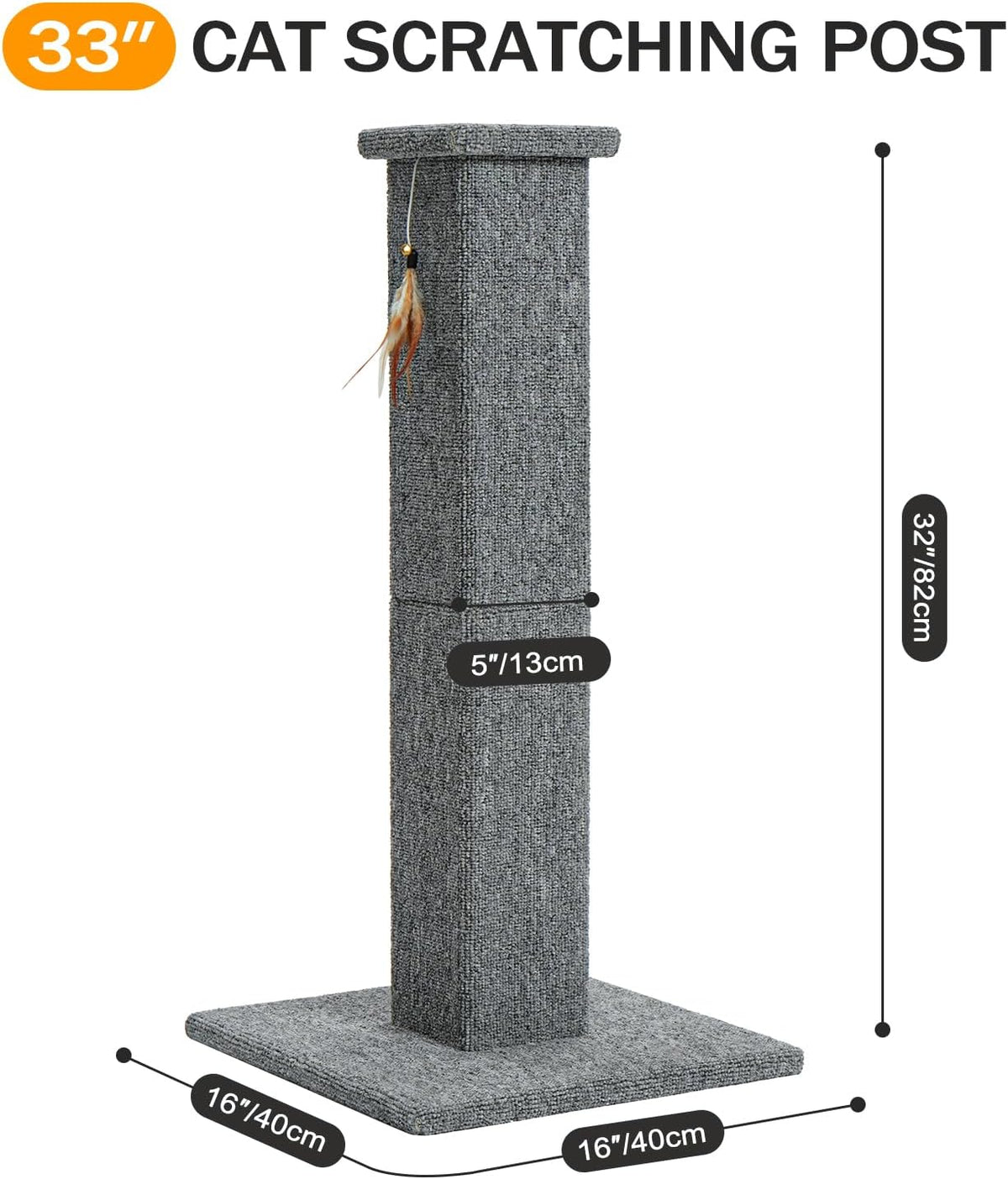 Made4Pets Cat Scratching Post, 32" Carpet Cat Scratcher for Indoor Cats