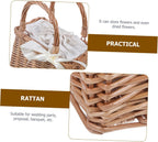 Rattan Flower Basket Container for Home Decoration and Gifts White Simulation Style, Rattan and Cotton Cloth, Portable Storage for Flowers, Proposal or Home Use