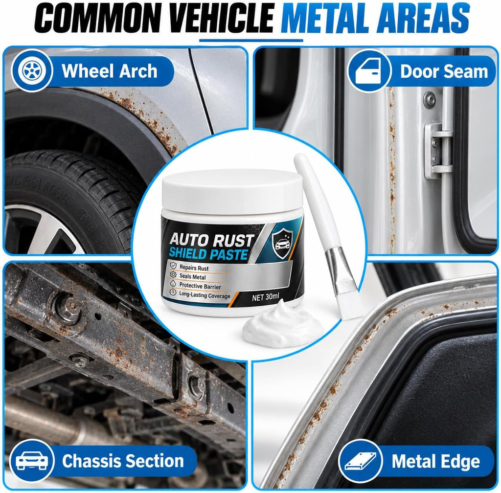 Car Metal Rust Repair Paste with Brush, 30ml Auto Rust Shield Paste (2 Pcs) 30ml car metal rust repair paste with brush for localized vehicle metal care; choose 1-piece, 2-piece, or 3-piece options.