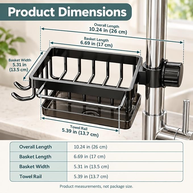 kitchen sink faucet organizer, Aluminum Rack with Removable Drip Tray