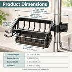 kitchen sink faucet organizer, Aluminum Rack with Removable Drip Tray