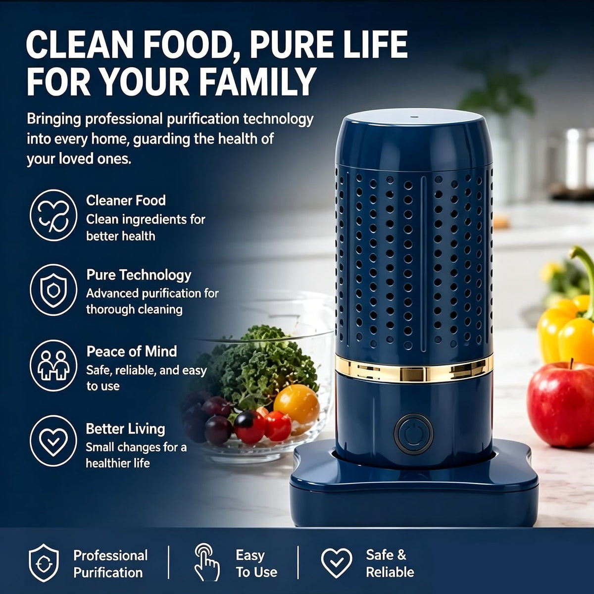 Wireless Fruit and Vegetable Cleaner with OH-ion Purification Food Washer