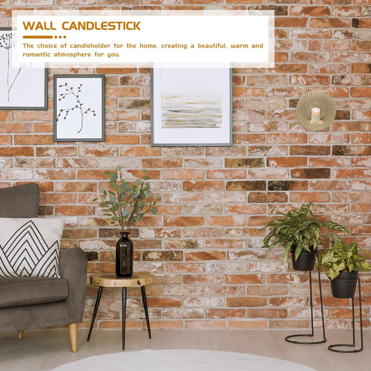 Gold Round Disc Wall-Mounted Iron Candleholder 5.90 X 5.90 X 2.36 in Iron Build, Gold Finish, Simple Style, Home Bar Restaurant Decor, Wall Decoration