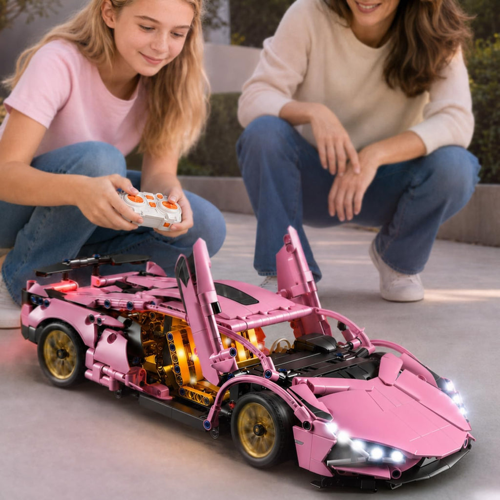 1:14 RC LED Racing Car Building Set, Model Kit for Adults & Boys