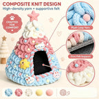 Christmas Tree Cat Bed Cave with Felt and Gauze，Pink