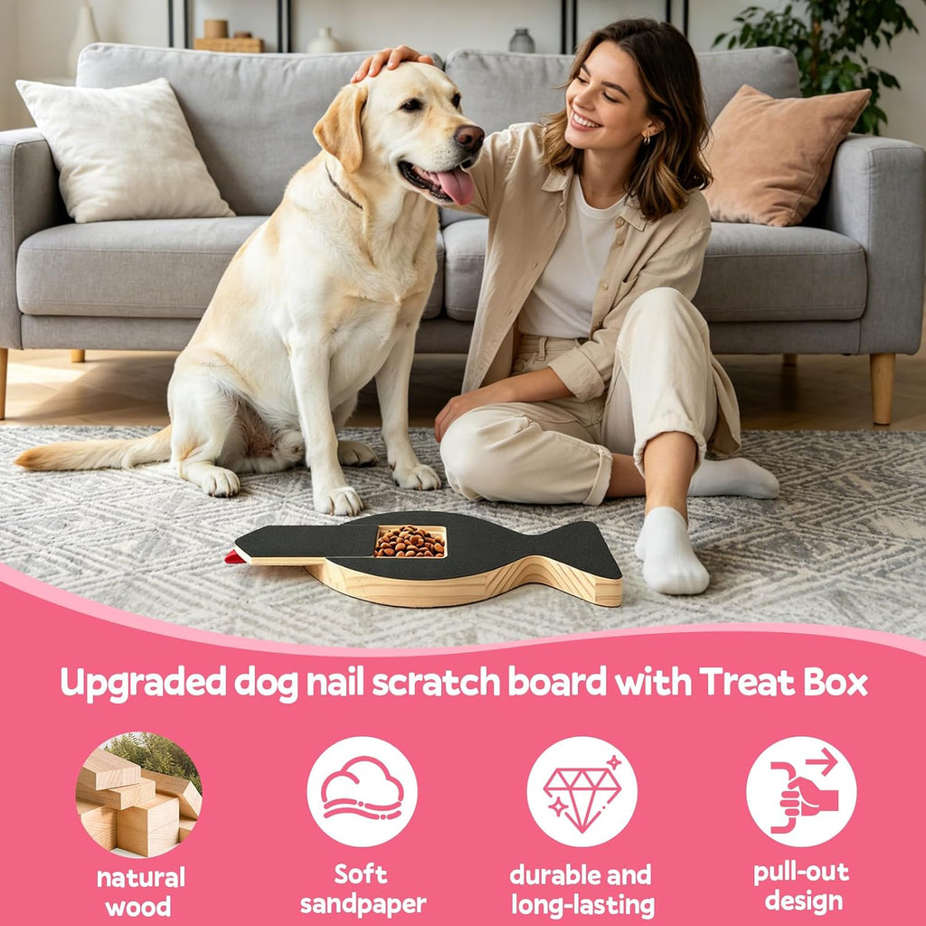 Dog Nail Scratch Board, Dog Scratch Board with Treat Box