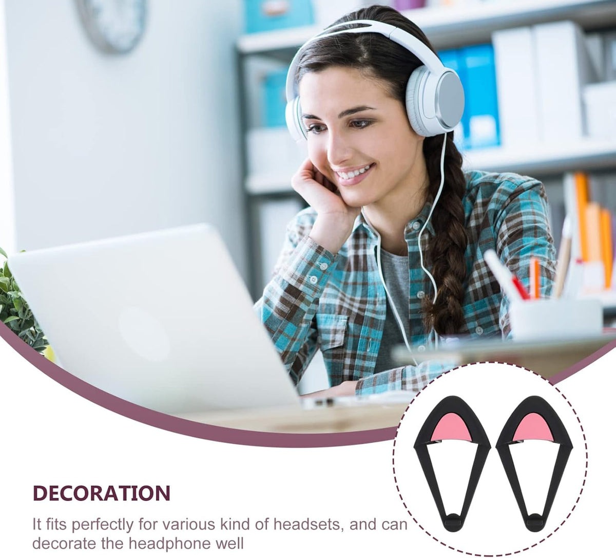 1 Pair Cute Cat Ear Headset Decorations of Adorable Cat Ear Shaped Adornments for Headphones Ideal for Gamers Streamers and Cosplayers Universal Fit and Easy to Attach