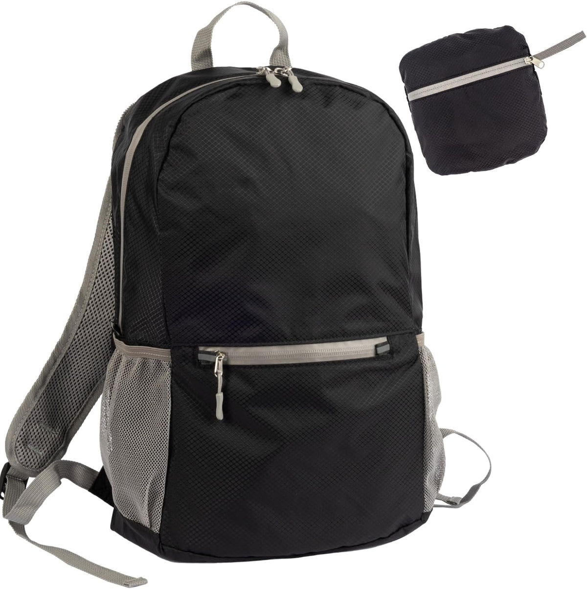 Unisex Packtogo Foldable Backpack, black, Mittelgroße