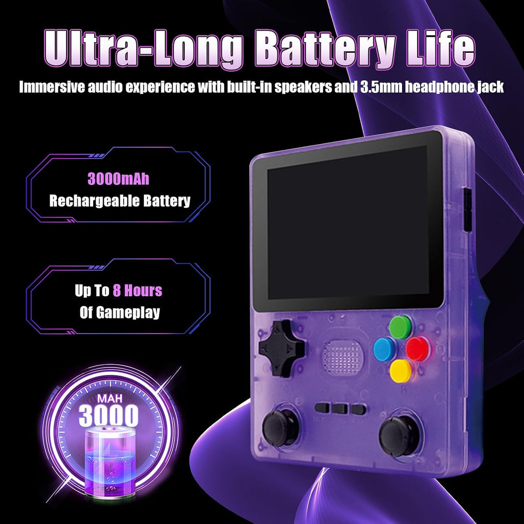 R39S Handheld Game Console, 4-Inch Portable Gaming Console with 20,000+ Classic Games,(Purple)