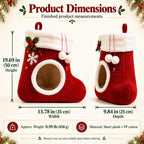christmas stocking cat bed, Plush Indoor Cave with Non-Slip Base A festive christmas cat house with a soft plush interior and a sheltered space for indoor naps.