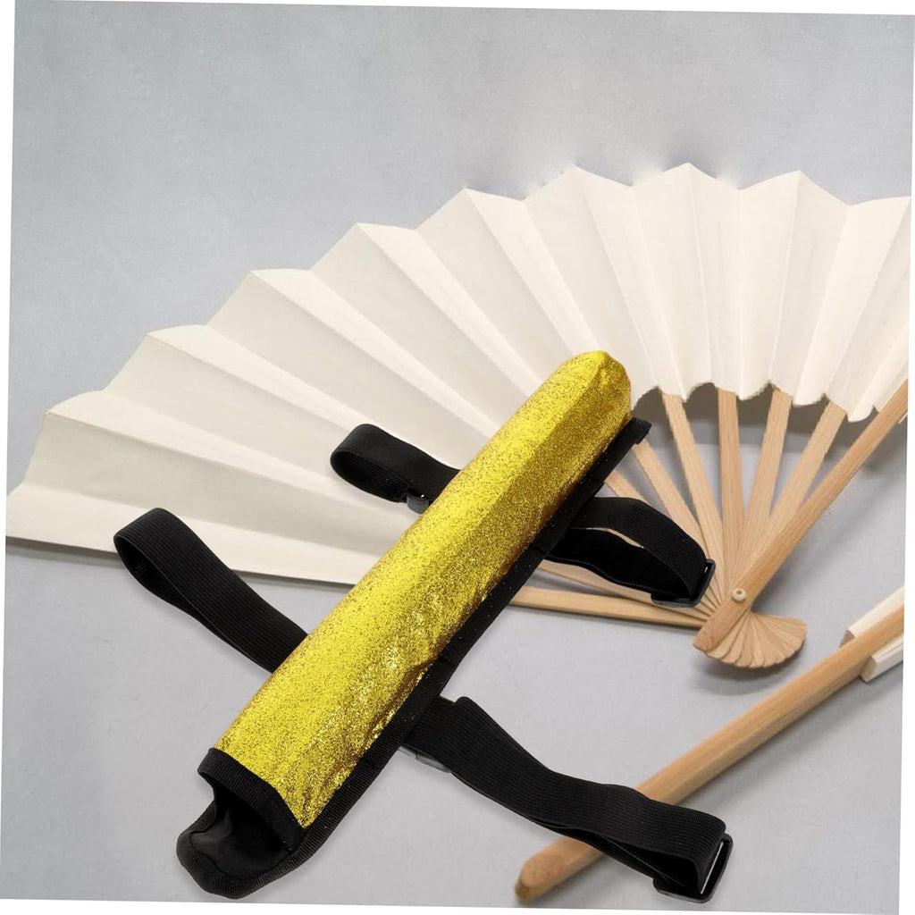 Halloween Season Fan Bag Fan Accessory for Folding Fans Golden Fabric Easy Storage and Carrying, Creative Stylish Design, Daily Use and Practice Sessions, Festival Decoration