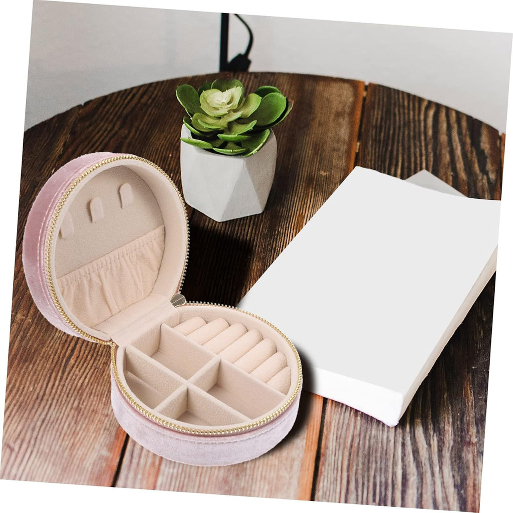 Pink Jewelry Box Portable Travel Case Xmas for Girlfriends Lint Lined, Holds Necklace Bracelet Earrings Rings Pendants, Stylish Shape for Journey and Valentine Gifting