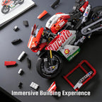 1:10 Motorcycle Building Set, 883-Piece Model Kit with Display Stand
