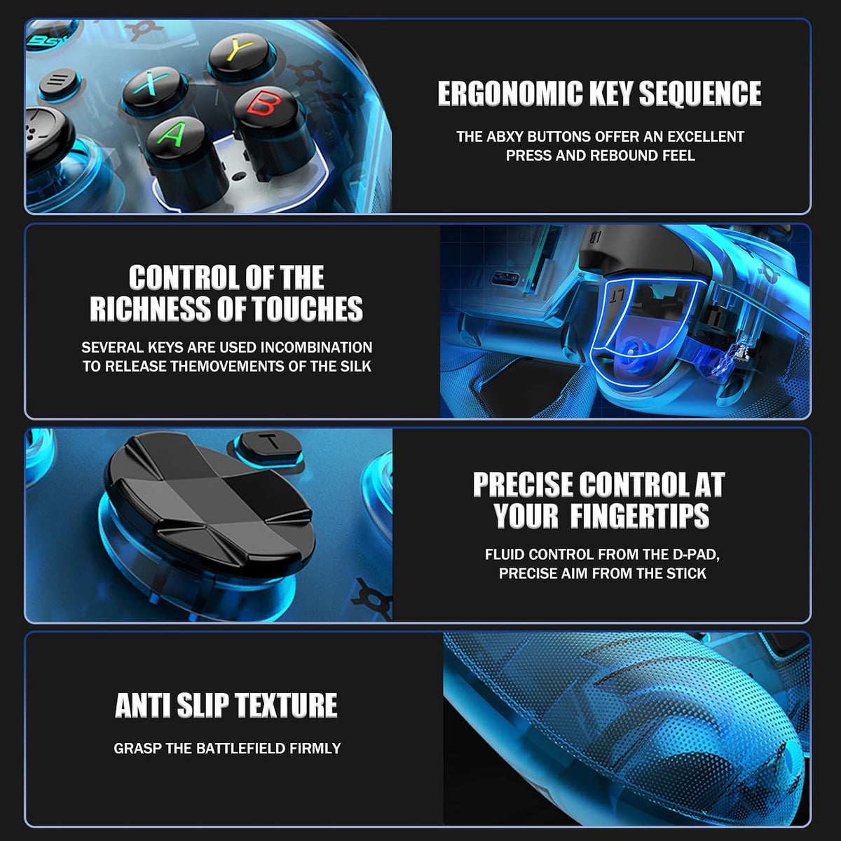 G6 Wireless Gaming Controller, Bluetooth 5.3 Gamepad with Hall Joysticks & Mobile Phone Holder