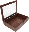 Wooden Jewelry Storage Box for Rings and Keys with Lid Coffee Tone, Antique Retro Style, Glass Top, Delicate Keepsake Organizer for Anniversary and New Year