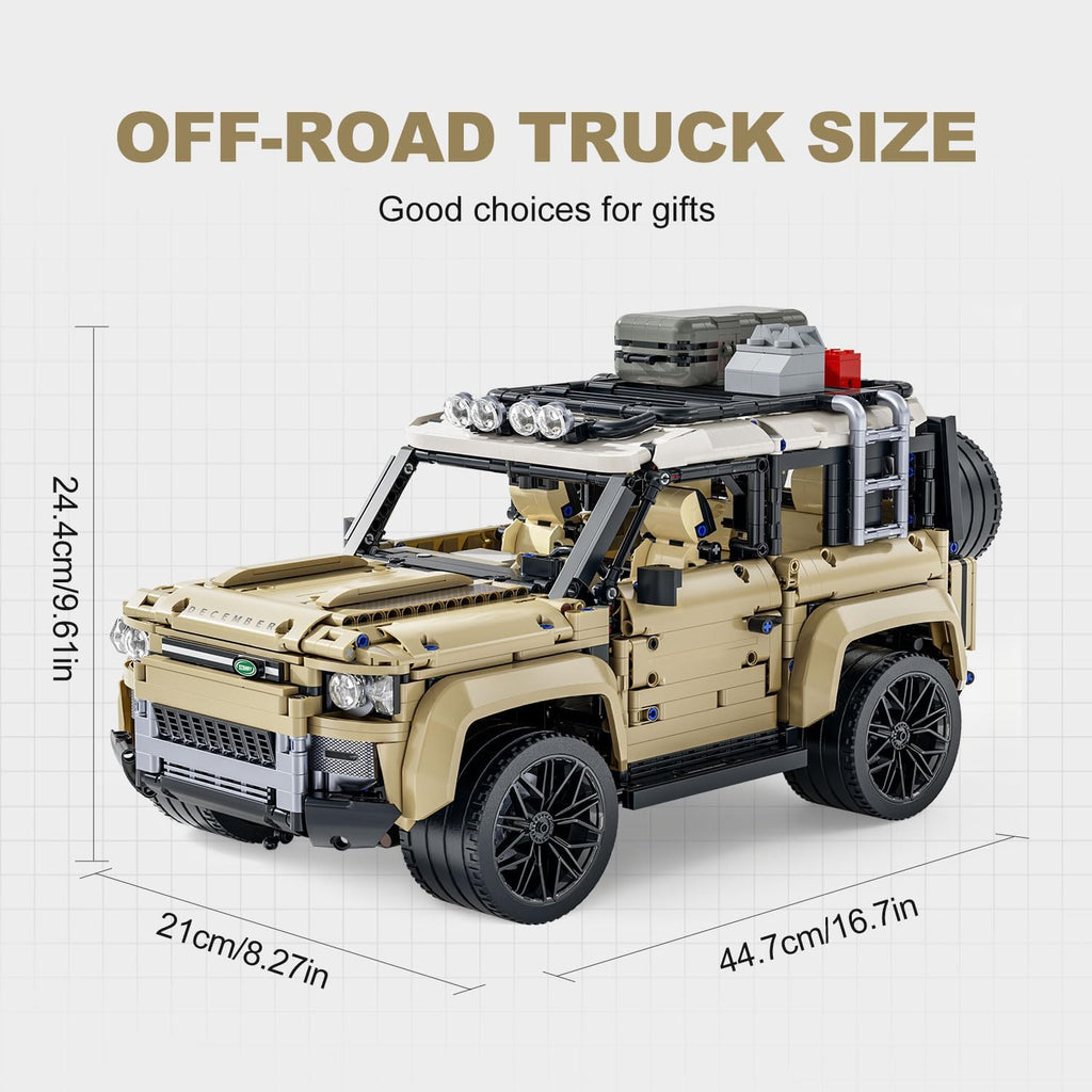 1:8 Off-Road Car Building Blocks, 2,693-Piece 4x4 SUV Rover Model Kit