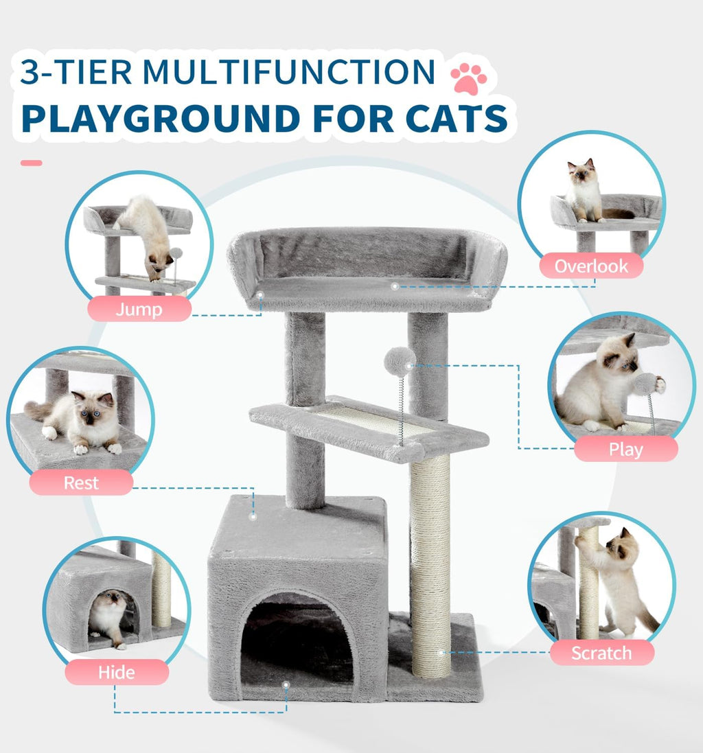 Made4Pets 29" Small Cat Tree, Indoor Cat Condo with Scratching Post