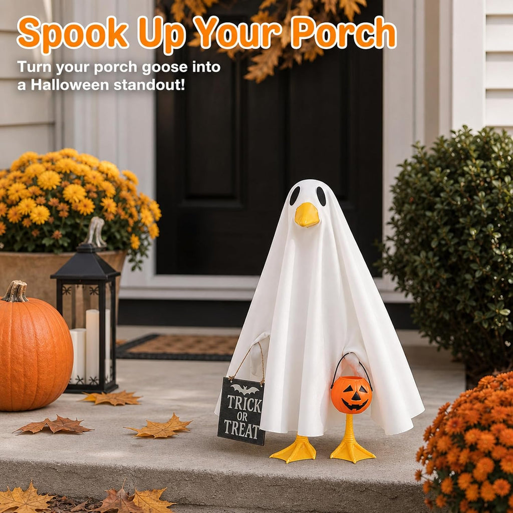 Porch Goose Ghost Costume, Funny Halloween Outfit for Lawn Statue