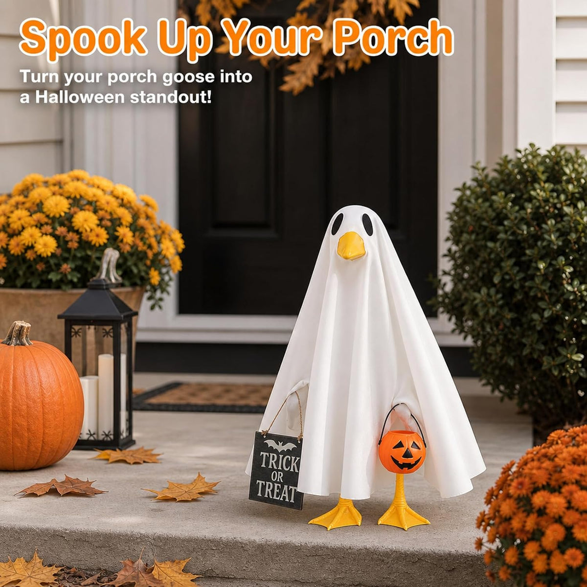 Porch Goose Ghost Costume, Funny Halloween Outfit for Lawn Statue