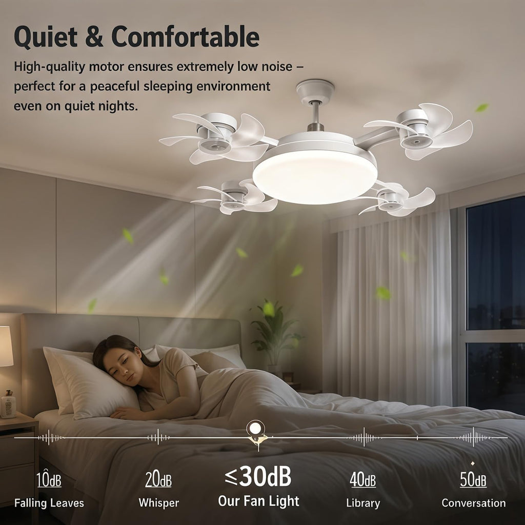 2026 E27 Socket Ceiling Fan Light, Silent LED Fan with Remote Control