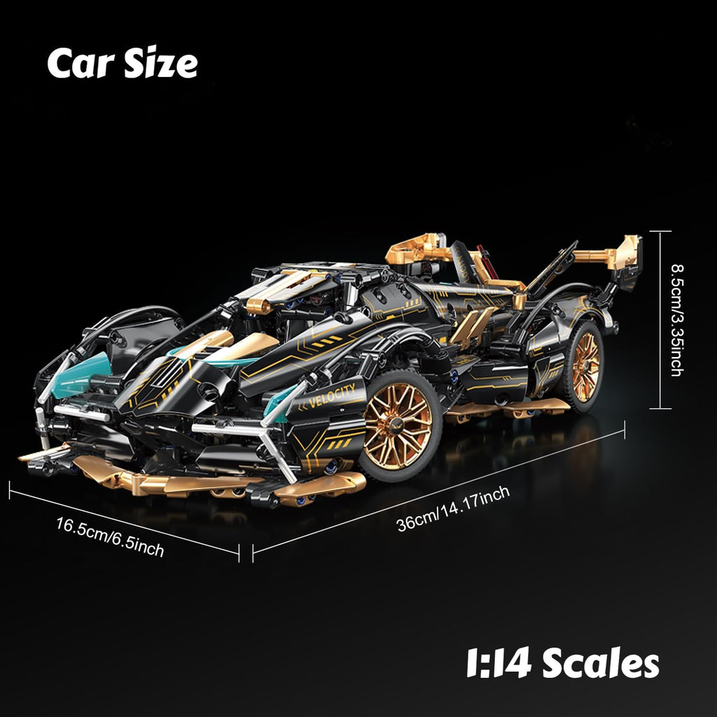 1:14 RC Sport Racing Car Building Blocks, Supercar MOC Model with LED