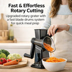 3-In-1 Manual Rotary Cheese Grater Vegetable Slicer with Suction Base