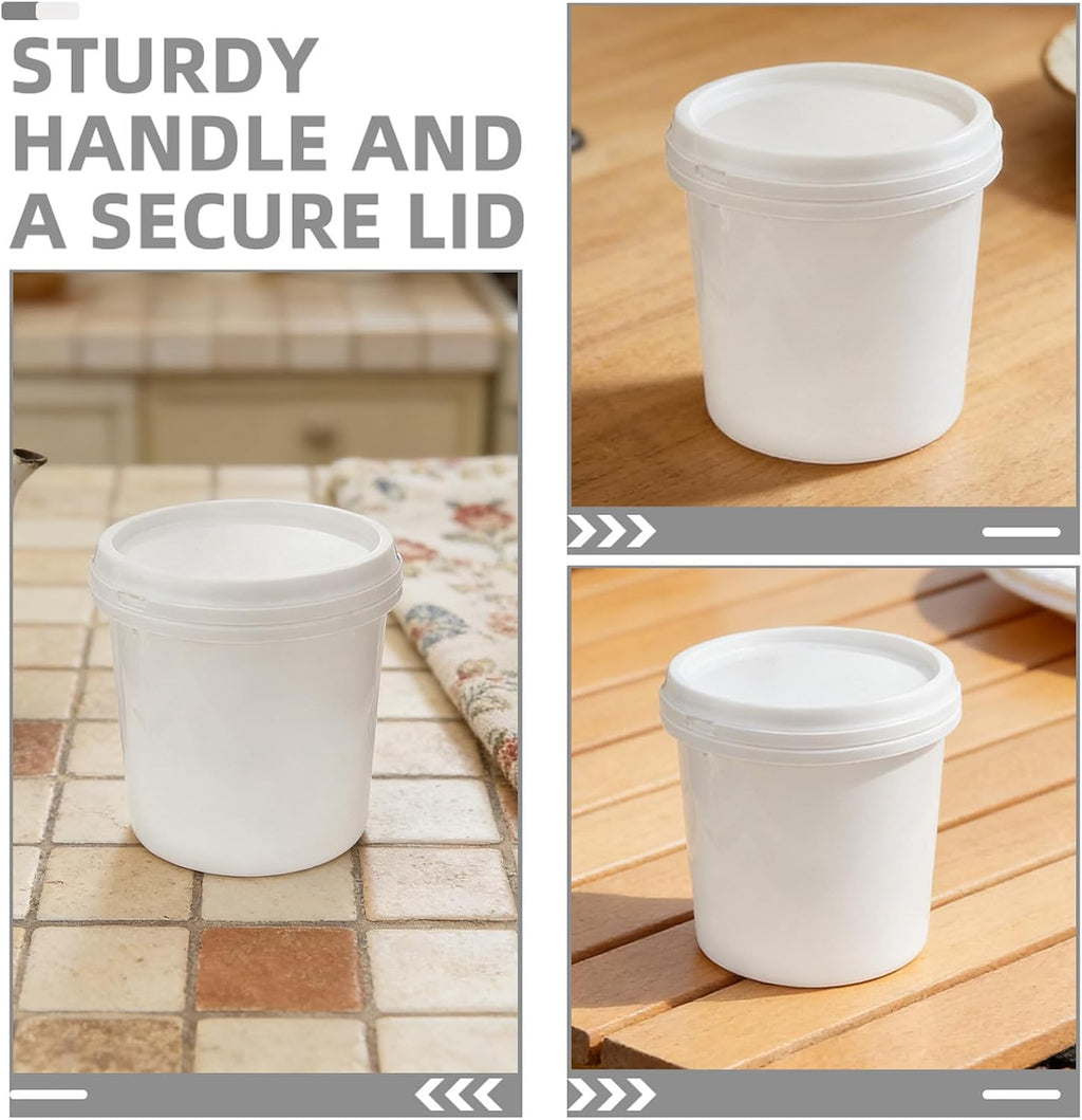 Summer Plastic Buckets Handles: 1 Gallon Lidded Buckets Food Grade Storage Handles for Farm Camping Outdoor Activities