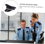 Wide Brim Guard Hat for Stage Performance Props, Black Cotton Polyester Fabric, Hat Brace with Mesh Design, Lightweight Summer Wear, Simple Classic Style