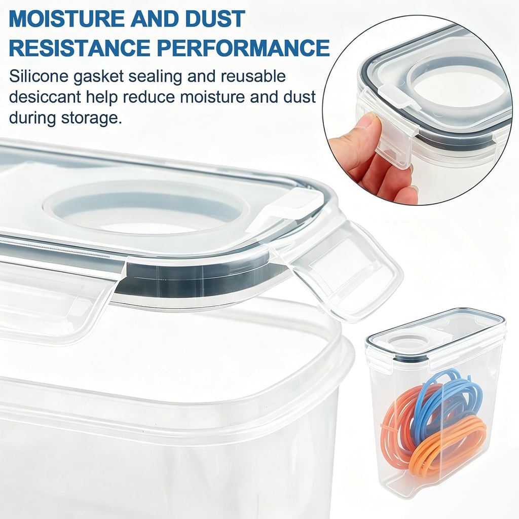 Filament Storage Box, Airtight Container for Single 500g Small Spools 4 pcs Transparent Airtight Dry Storage Boxes with Desiccants and Label for 3D Printer Filament Sealing and Protection