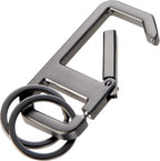 Alvar Nero Keyring Carabiner with Practical Click Closure Includes Two Key Rings Cast Metal Gunmetal in Puristic Design and with Clever Mechanics