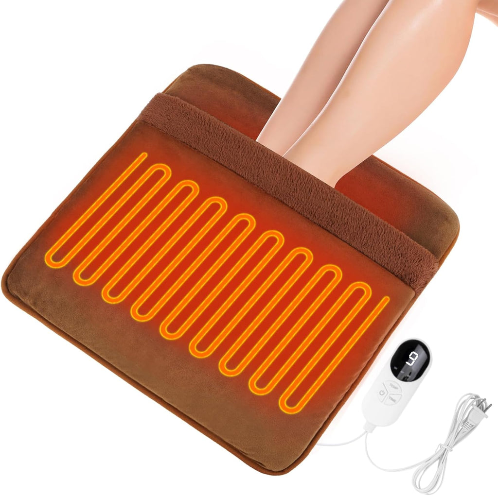 Double-Sided Electric Foot Warmer, LCD Display Foot Heating Pad