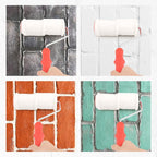 Brick Embossing Roller, Embossing Cylinder Painting Roller with Handle Rubber Imitation Brick Pattern, Household DIY Paint Art Tool for Wall/ Home Renovation/ Concrete Floor Decor