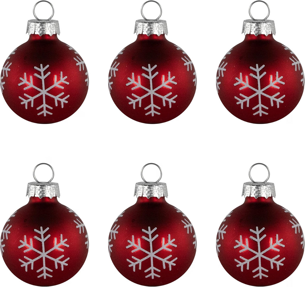 Christmas Glass Ball Ornament with Snowflake Place Card Holders - 2" - Red - Set of 6