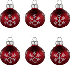 Christmas Glass Ball Ornament with Snowflake Place Card Holders - 2" - Red - Set of 6