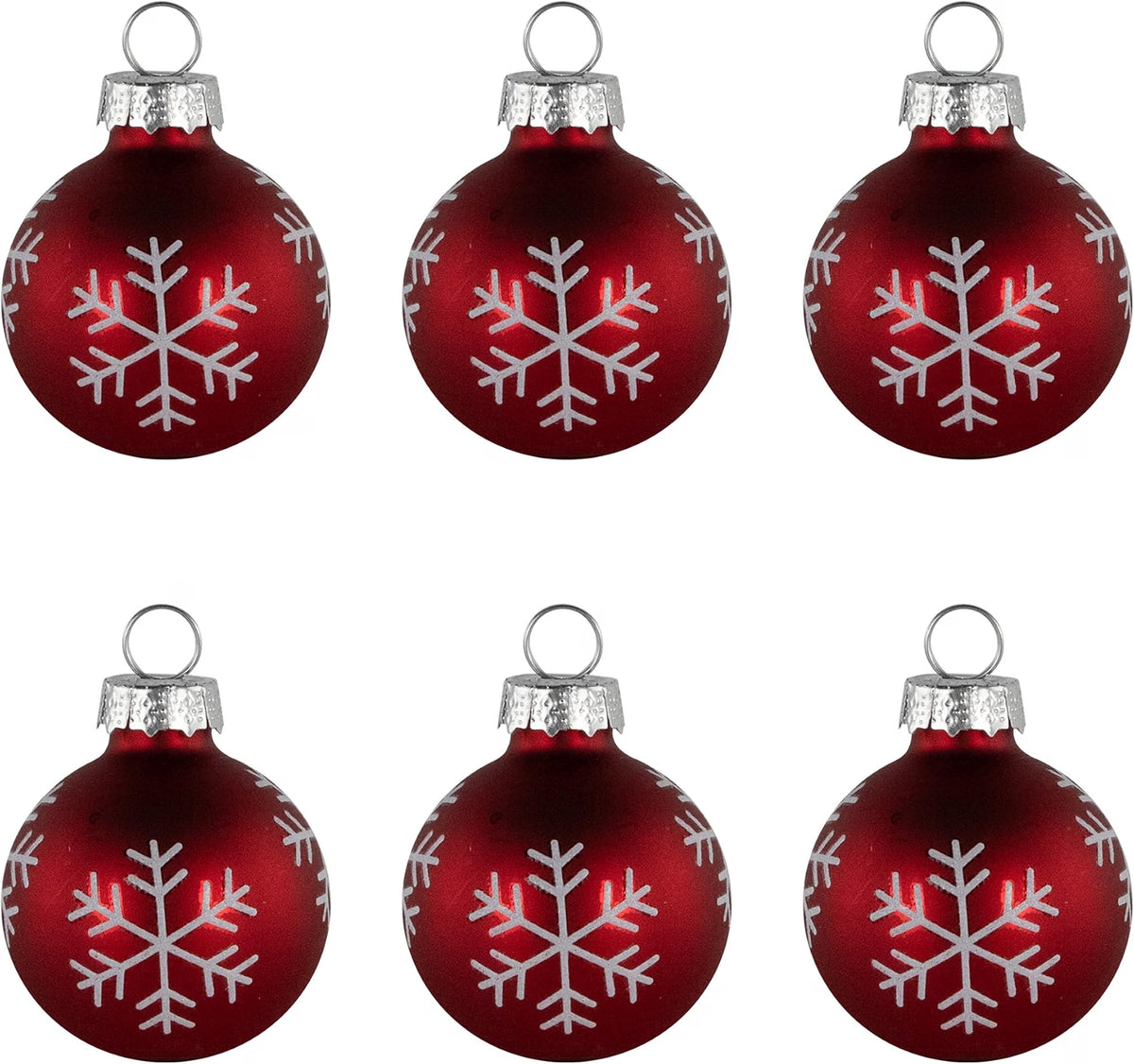 Christmas Glass Ball Ornament with Snowflake Place Card Holders - 2" - Red - Set of 6