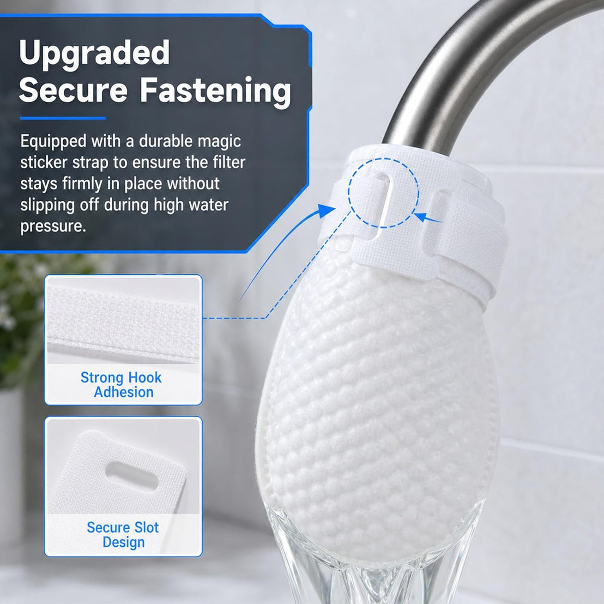 Universal Faucet Cotton Bag, Kitchen Sink Mesh Cotton Sleeve Strainer, Soft Water Flow Anti-Splash Faucet Straining Bag for Kitchen & Bathroom Sink Use (300pcs)