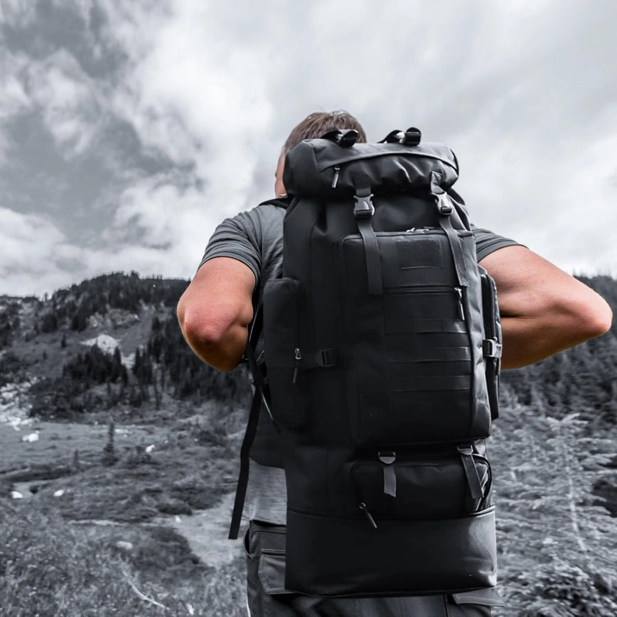 100L Camping Backpack, Large Water-Resistant Hiking Rucksack with Multi-Pockets & Adjustable Straps