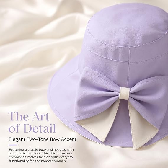 Women's Bowknot Wide Brim Sun Protective Hat, Packable Bow Knot Wide Brim Hat Lightweight Chic Ribbon Summer