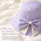 Women's Bowknot Wide Brim Sun Protective Hat, Packable Bow Knot Wide Brim Hat Lightweight Chic Ribbon Summer