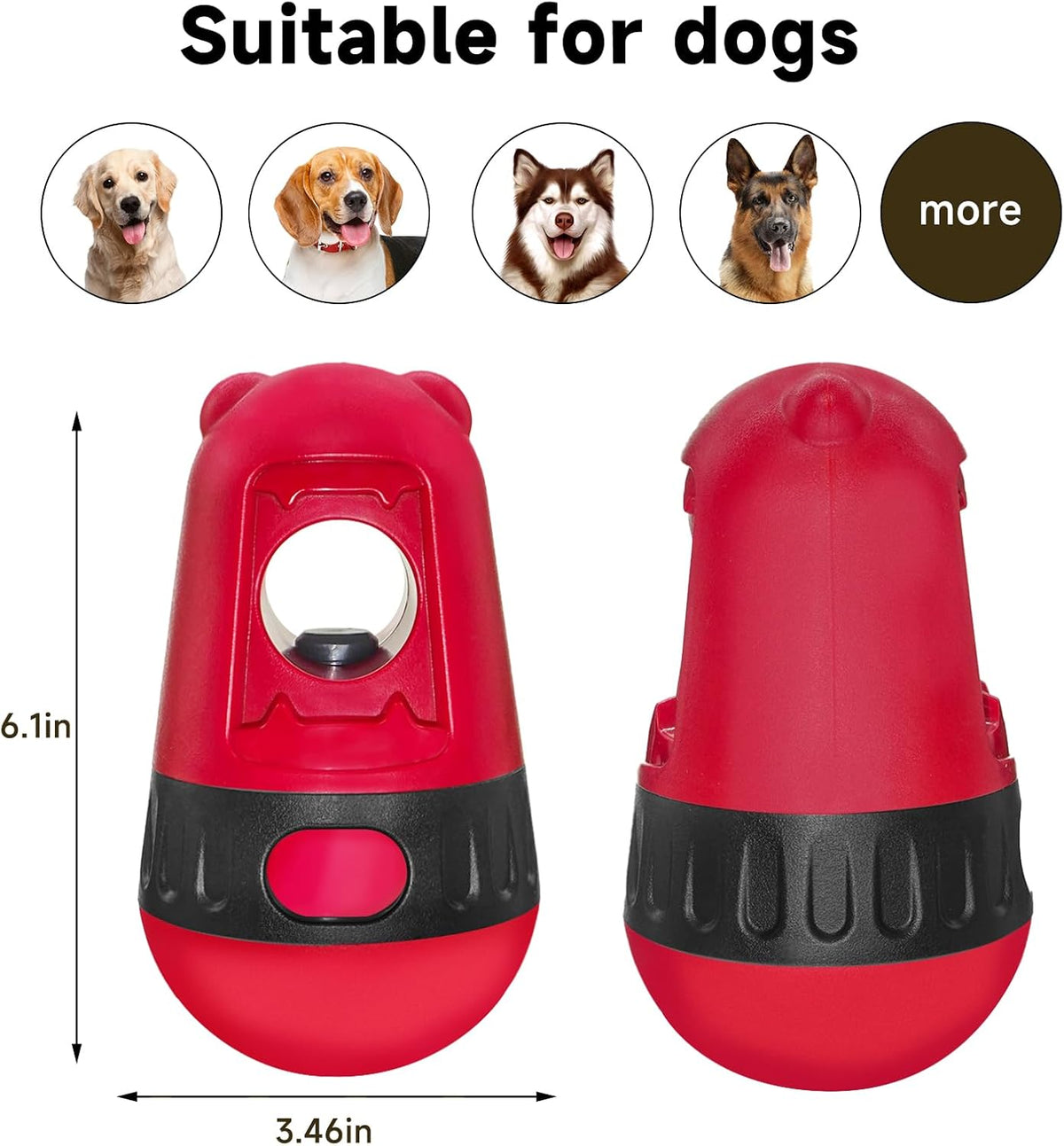 Dog Puzzle Toy with Bully Stick Holder & Treat Dispensing Ball, Adjustable Slow Feeder Interactive Toy, Red